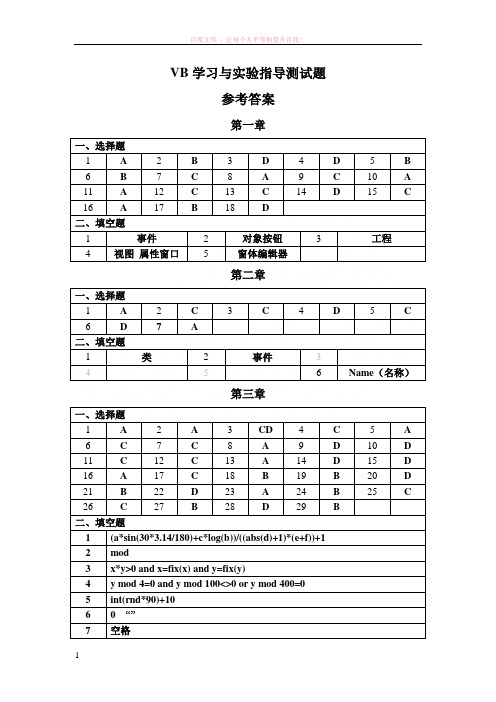 vb程序设计学习与实验指导书答案(包含实验答案) (1)