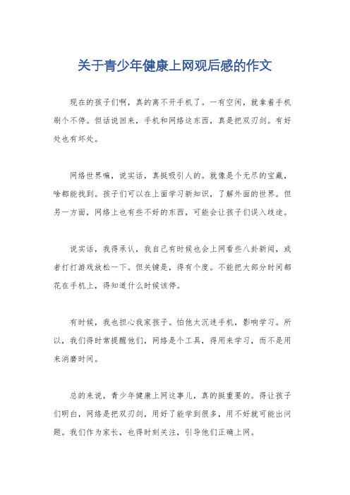 关于青少年健康上网观后感的作文