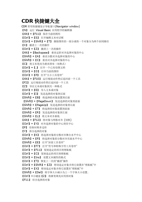 CDR快捷键大全