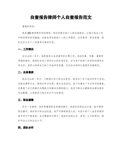 自查报告律师个人自查报告范文