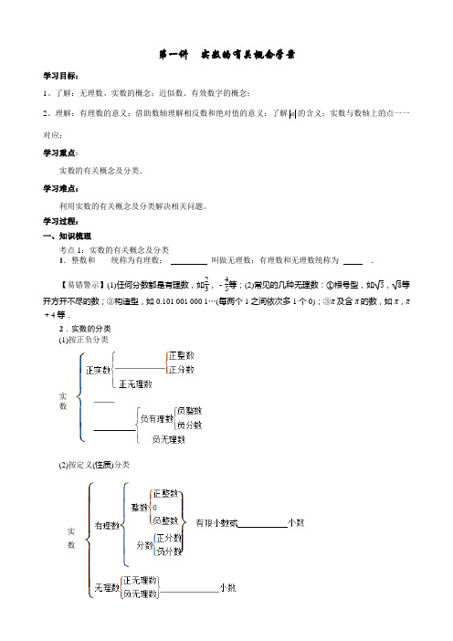 实数的有关概念学案