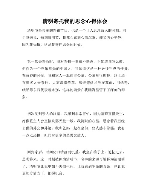 清明寄托我的思念心得体会