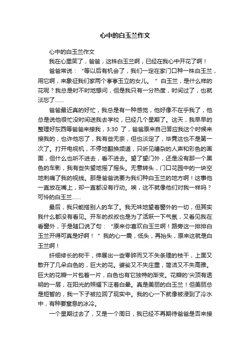 心中的白玉兰作文