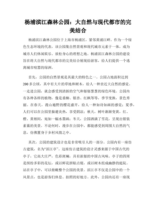 杨浦滨江森林公园：大自然与现代都市的完美结合