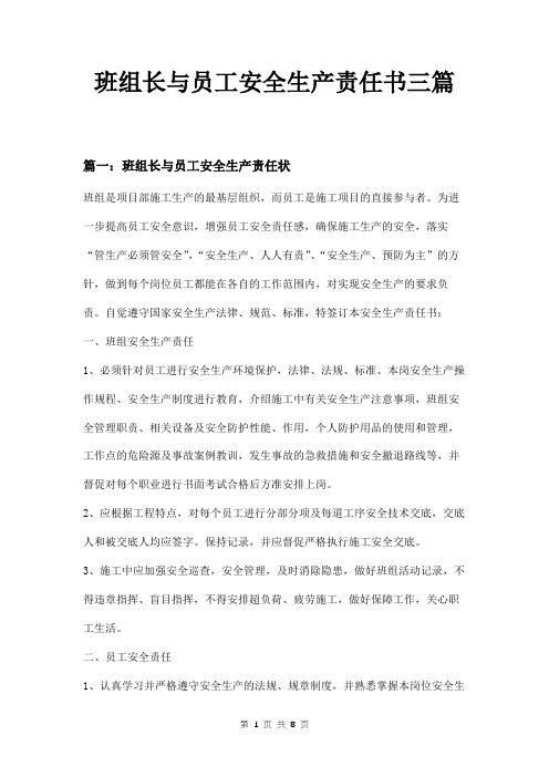 班组长与员工安全生产责任书三篇