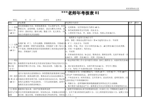 幼儿园教师年度考核表表