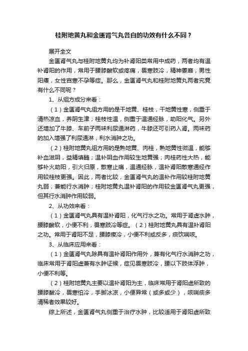 桂附地黄丸和金匮肾气丸各自的功效有什么不同？