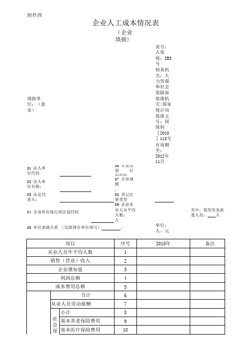 企业人工成本情况表