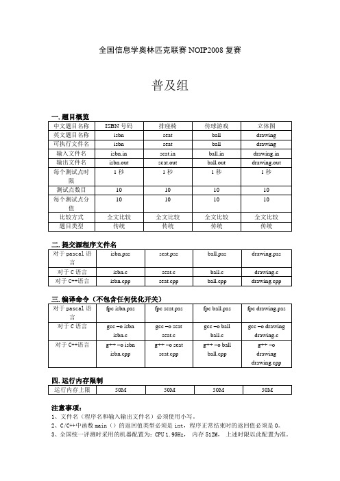 NOIP2008普及组复赛试题(附题解)