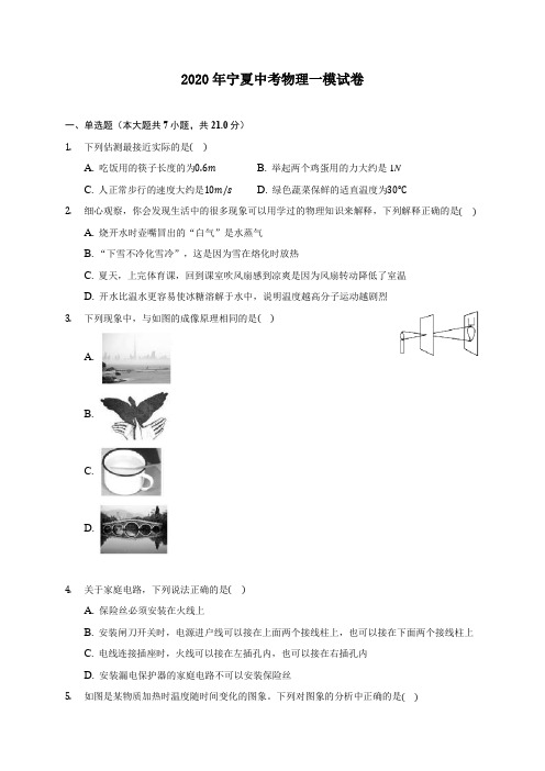 2020年宁夏中考物理一模试卷 (含答案解析)