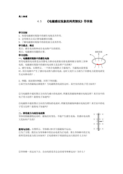 《电磁感应现象的两类情况》导学案