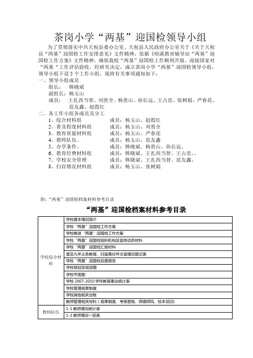 茶岗小学迎国检领导小组