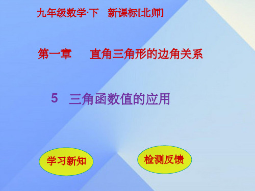 九年级数学下册 第1章 直角三角形的边角关系 5 三角函数的应用 北师大版