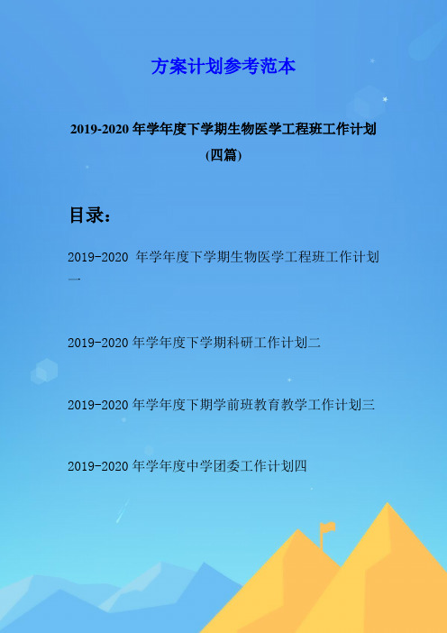 2019-2020年学年度下学期生物医学工程班工作计划(四篇)