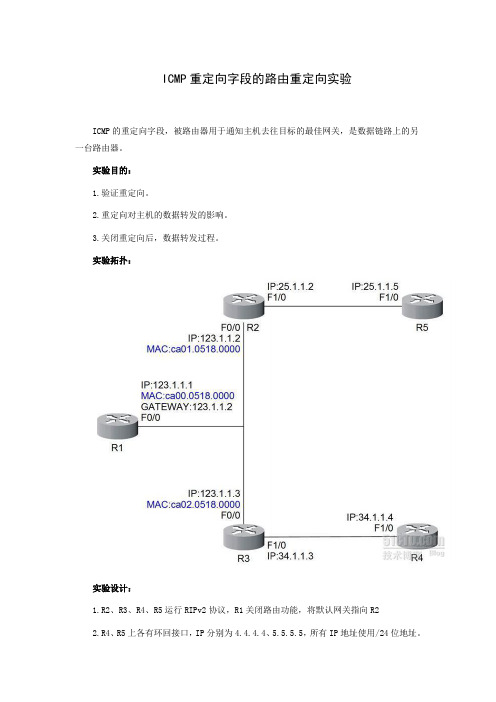 ICMP重定向字段的路由重定向实验