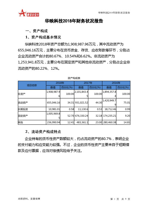 华映科技2018年财务状况报告-智泽华