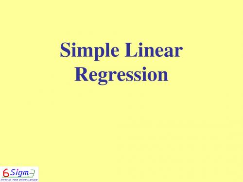 SIMPLE lINEAR rEGRESSION英文版完整六西格玛方案