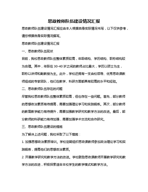 思政教师队伍建设情况汇报