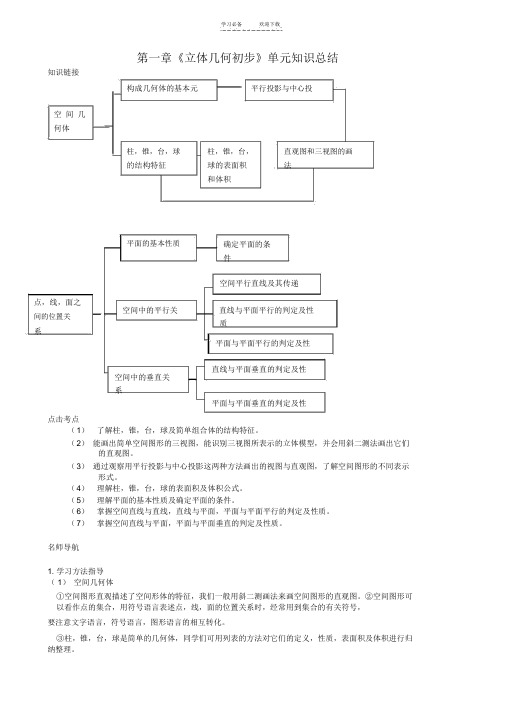 《立体几何初步》单元知识总结