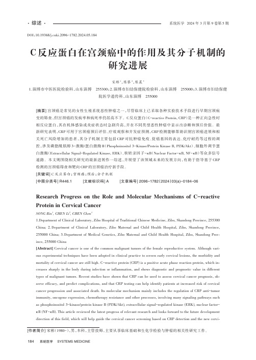 C反应蛋白在宫颈癌中的作用及其分子机制的研究进展