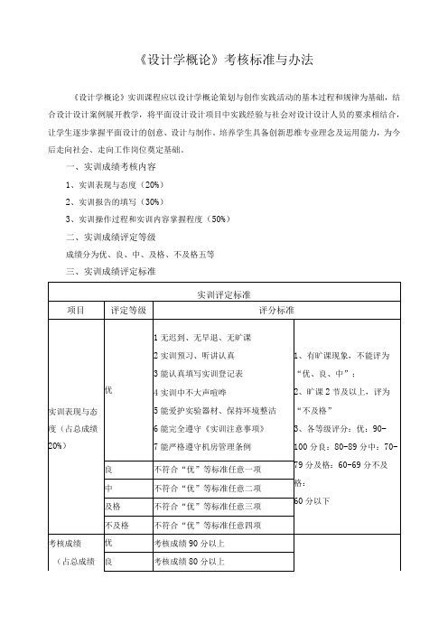 《设计学概论》考核标准与办法