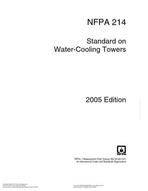 NFPA 214 Standard on Water-Cooling Towers