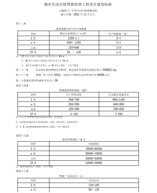 【标准】垃圾焚烧填埋建设标准