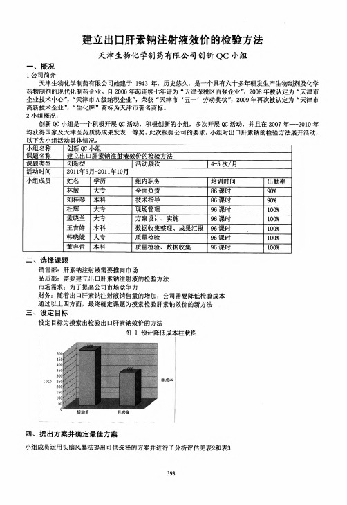 建立出口肝素钠注射液效价的检验方法