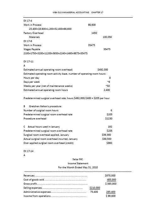 MANAGERiAL ACCOUNTING  CHAPTER Answer