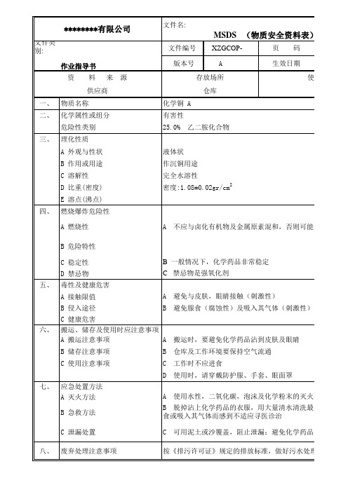 化学铜物质安全资料表MSDS