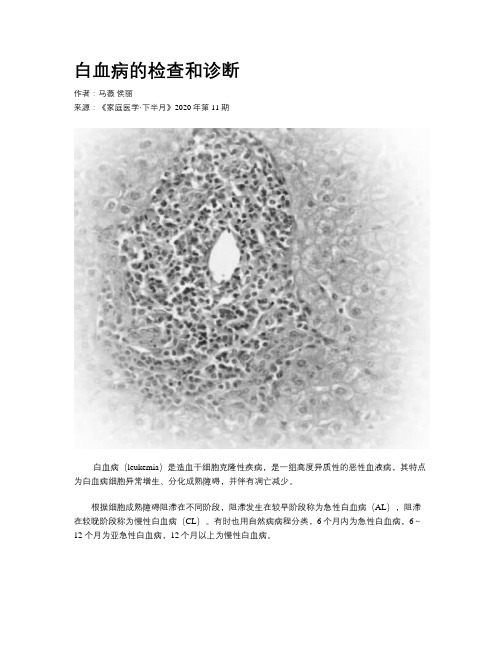 白血病的检查和诊断