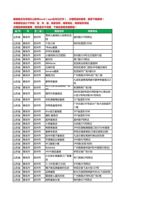 2020新版山东省青岛市胶州市儿童服饰工商企业公司商家名录名单黄页联系电话号码地址大全176家