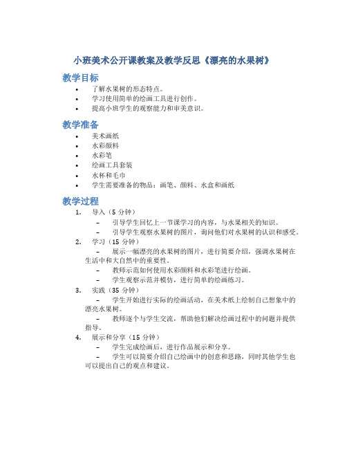 小班美术公开课教案及教学反思《漂亮的水果树》