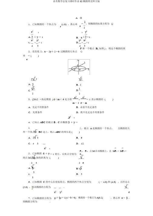 高考数学总复习课时作业52椭圆理北师大版