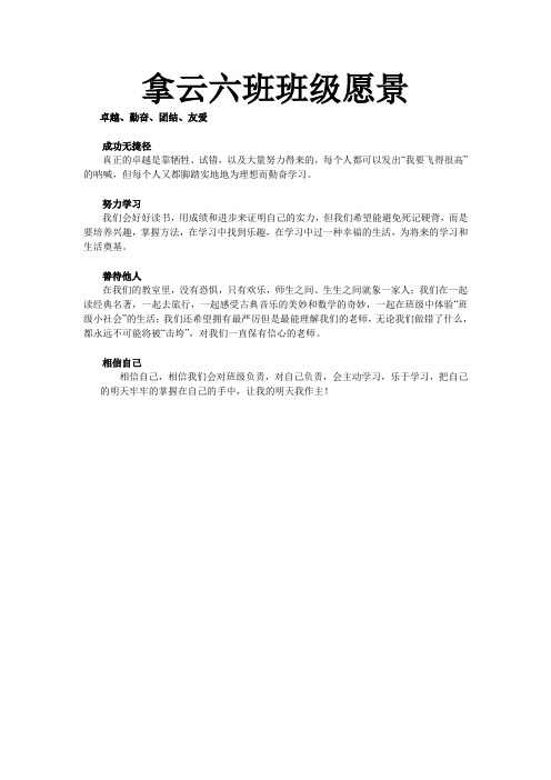 拿云六班班级愿景