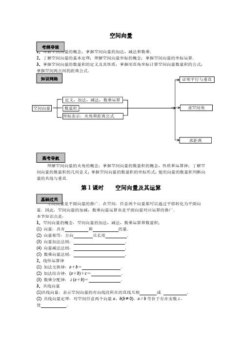 2021-2022学年高中数学经典解析-空间向量单元