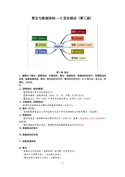 算法数数据结构 第3版 绪论课后答案