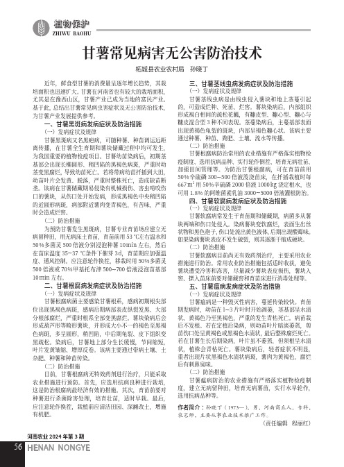 甘薯常见病害无公害防治技术