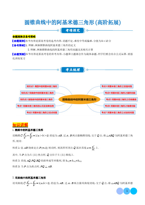 圆锥曲线中的阿基米德三角形(高阶拓展)(学生版)--高中数学