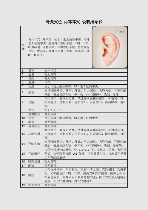 针灸穴位 内耳耳穴 说明指导书