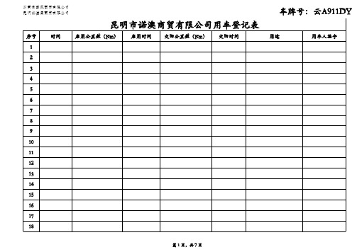 用车登记表