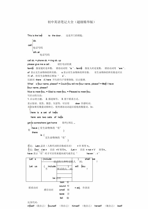 初中英语笔记大全(超级精华版)