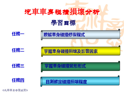 (新版)汽车车身钣金修复技术课件：汽车车身碰撞损坏分析