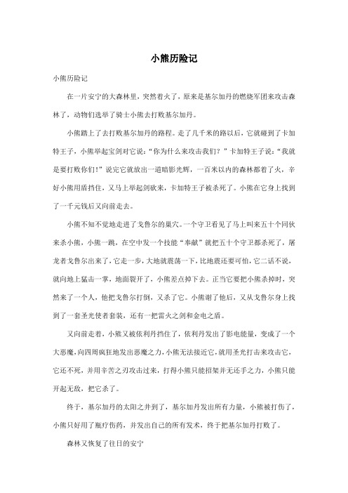 小熊历险记_小学五年级作文600字