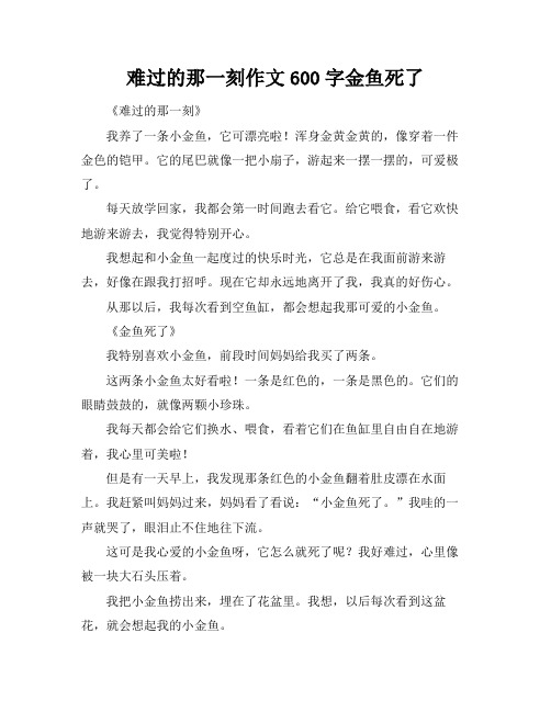 难过的那一刻作文600字金鱼死了