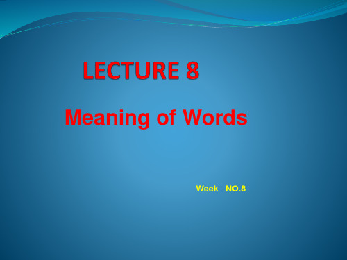 Lecture 8 meaning of words 《英语写作手册》丁往道编 外研社