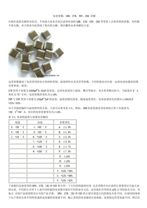 无极性电容X5R,X7R,Y5V,COG