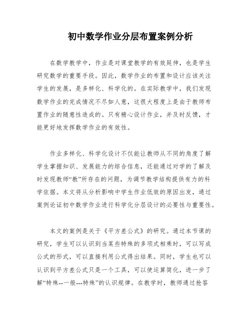 初中数学作业分层布置案例分析