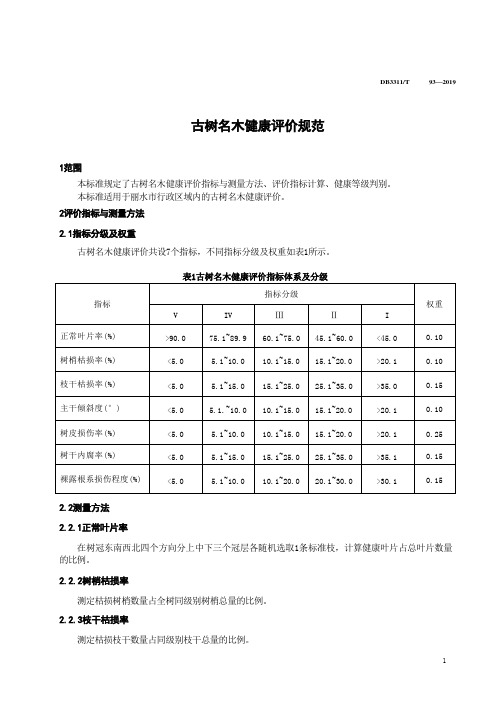 古树名木健康评价规范