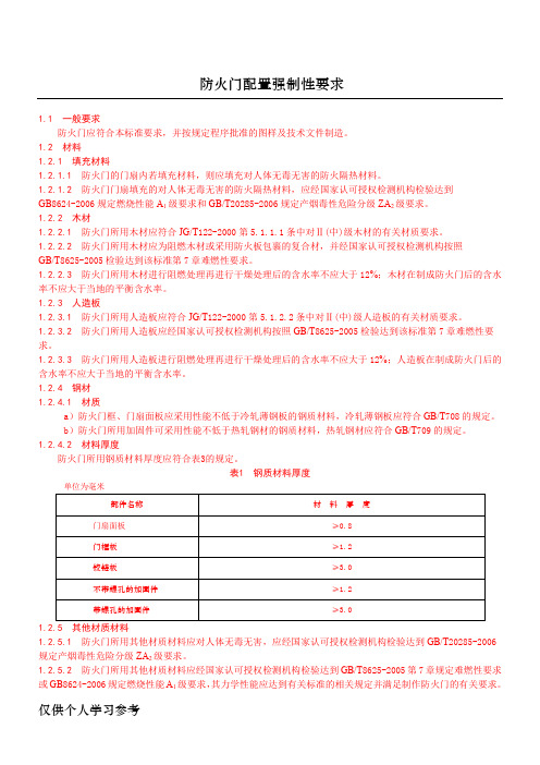 防火门配置强制性要求